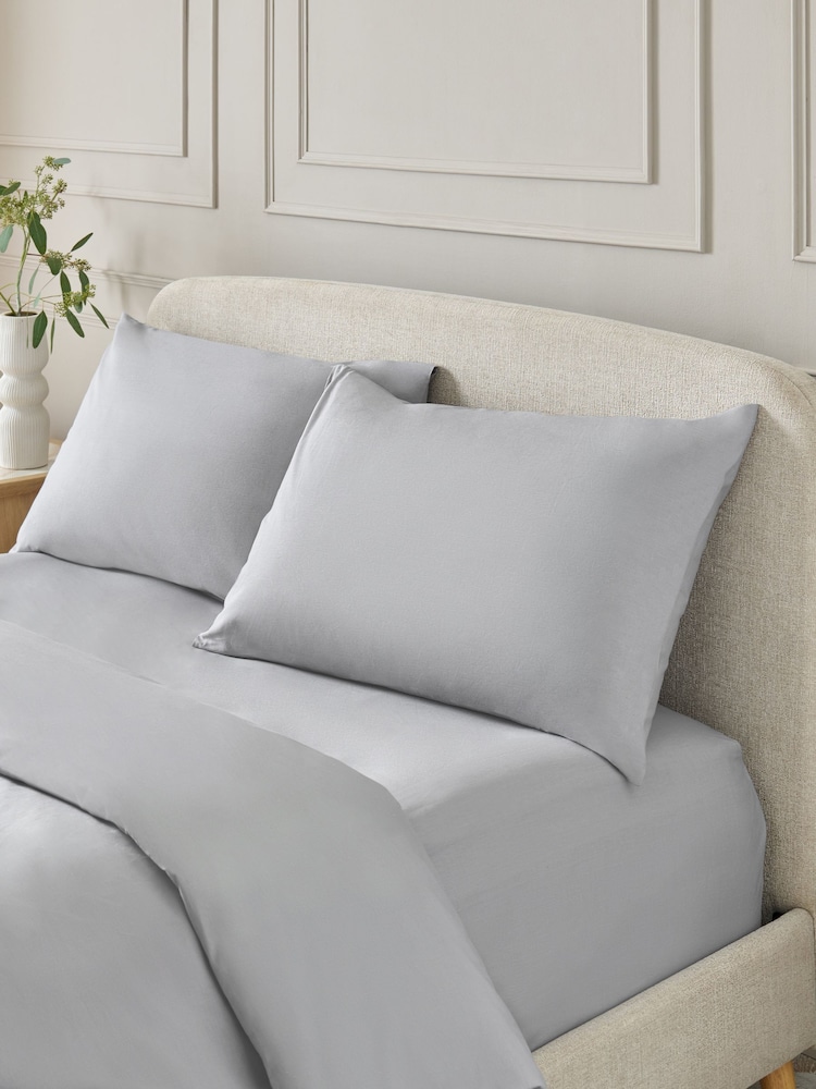 Set of 2 Silver Pure 144 Thread Count 100% Cotton Pillowcases - Image 1 of 4 Set of 2 Silver Pure 144 Thread Count 100% Cotton Pillowcases - Image 1 of 4