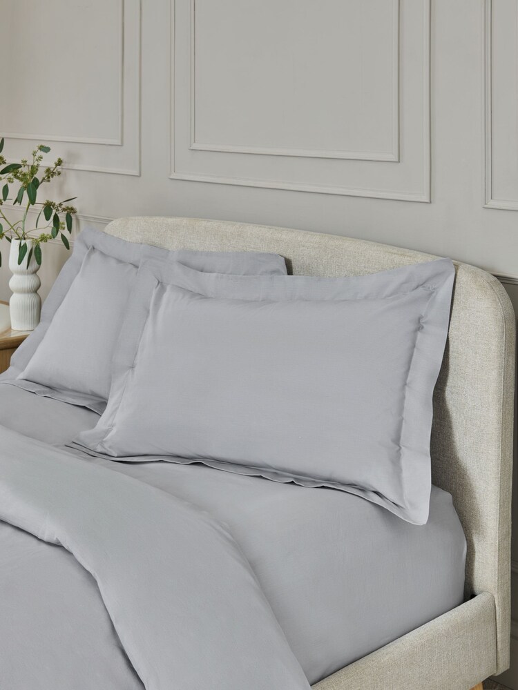 Set of 2 Silver Pure 144 Thread Count 100% Cotton Pillowcases - Image 2 of 8