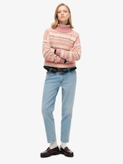 Superdry White Textured Stripe Pattern 100% Cotton Jumper - Image 2 of 3
