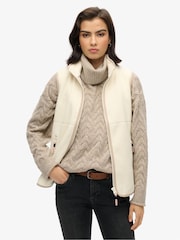 Superdry Cream Active Fleece Gilet - Image 1 of 4