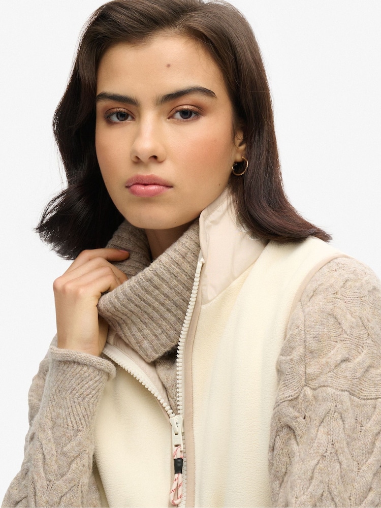 Superdry Cream Active Fleece Gilet - Image 4 of 4