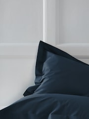 Set of 2 Navy Blue Cotton Rich Pillowcases - Image 1 of 2