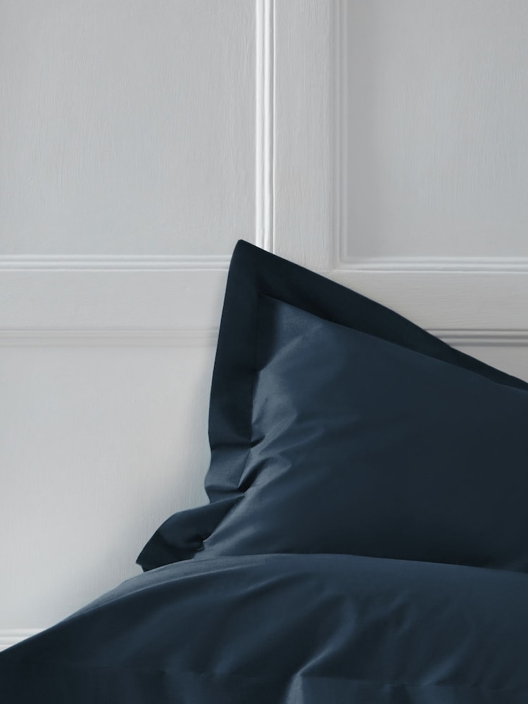 Set of 2 Navy Blue Cotton Rich Pillowcases - Image 1 of 2