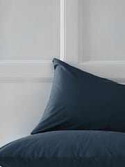 Set of 2 Navy Blue Cotton Rich Pillowcases - Image 2 of 2