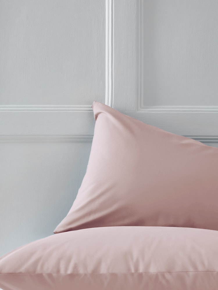 Set of 2 Blush Pink Cotton Rich Pillowcases - Image 2 of 3