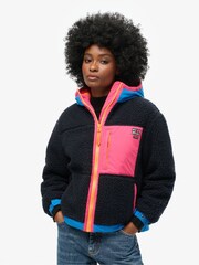 Superdry Blue Vintage Hooded Sherpa Jacket - Image 2 of 4