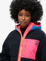 Superdry Blue Vintage Hooded Sherpa Jacket - Image 4 of 4