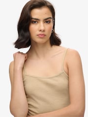 Superdry Nude Fine Rib Cami Vest 100% Cotton Top - Image 3 of 3
