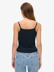 Superdry Blue Athletic Essentials Graphic Pointelle 100% Cotton Cami Top - Image 2 of 5