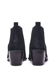 Negro - Moda in Pelle Shoon Alto Bajo Ankle Western Boots - Imagen 2 de 2