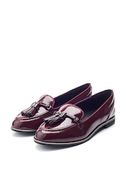 Moda in Pelle Evvaa Flat Slip on Tassle Leather Barrel Loafers - Image 2 of 4