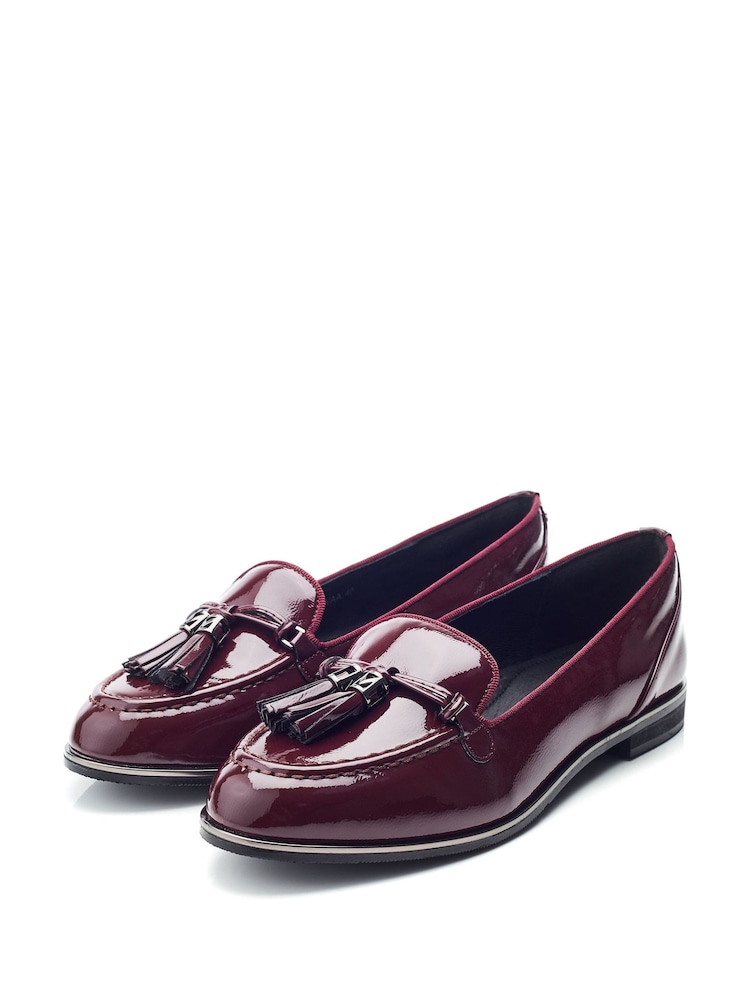 Moda in Pelle Evvaa Flat Slip on Tassle Leather Barrel Loafers - Image 2 of 4