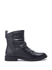 Moda in Pelle Brandish Slim Sole Leather Ankle Black Boots With Rouching - Image 1 of 4