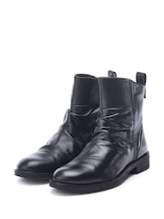 Moda in Pelle Brandish Slim Sole Leather Ankle Black Boots With Rouching - Image 2 of 4