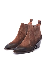 Marrón - Moda in Pelle Shoon Alto Bajo Ankle Western Boots - Imagen 1 de 2