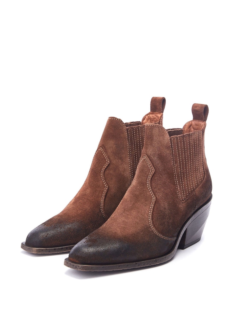 Marrón - Moda in Pelle Shoon Alto Bajo Ankle Western Boots - Imagen 1 de 2 Marrón - Moda in Pelle Shoon Alto Bajo Ankle Western Boots - Imagen 1 de 2