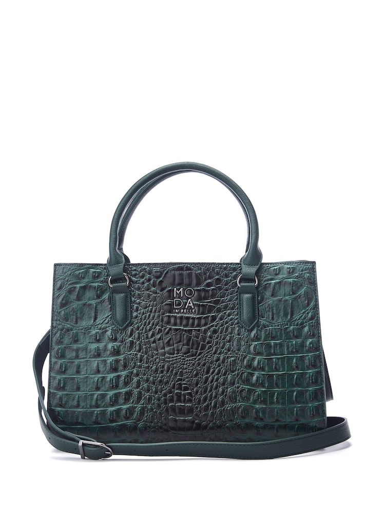 Moda in Pelle Large Blair Patent Croc Effect Tote Bag - Image 1 of 4