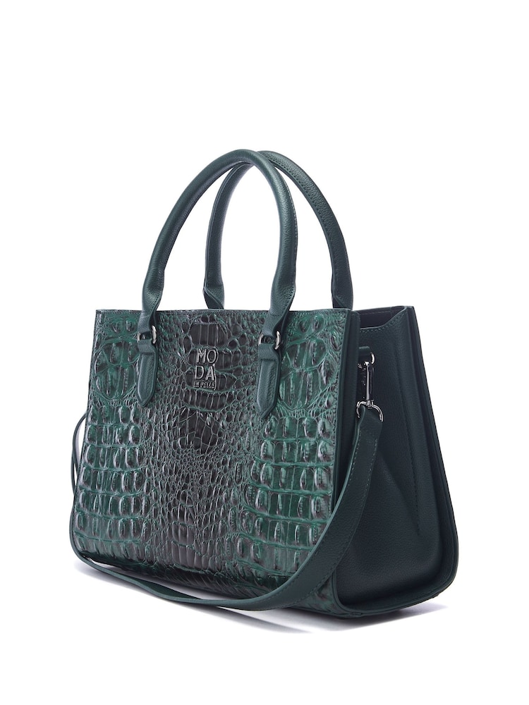 Moda in Pelle Large Blair Patent Croc Effect Tote Bag - Image 2 of 4