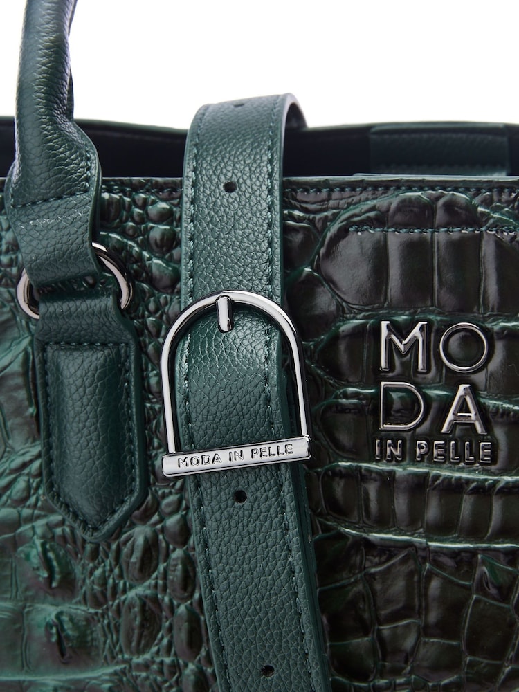 Moda in Pelle Large Blair Patent Croc Effect Tote Bag - Image 4 of 4