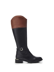 Moda in Pelle Sarlat Arch Top Line Long Leather Black Boots - Image 1 of 4
