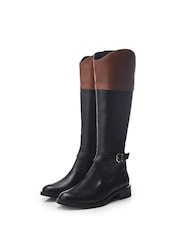 Moda in Pelle Sarlat Arch Top Line Long Leather Black Boots - Image 2 of 4