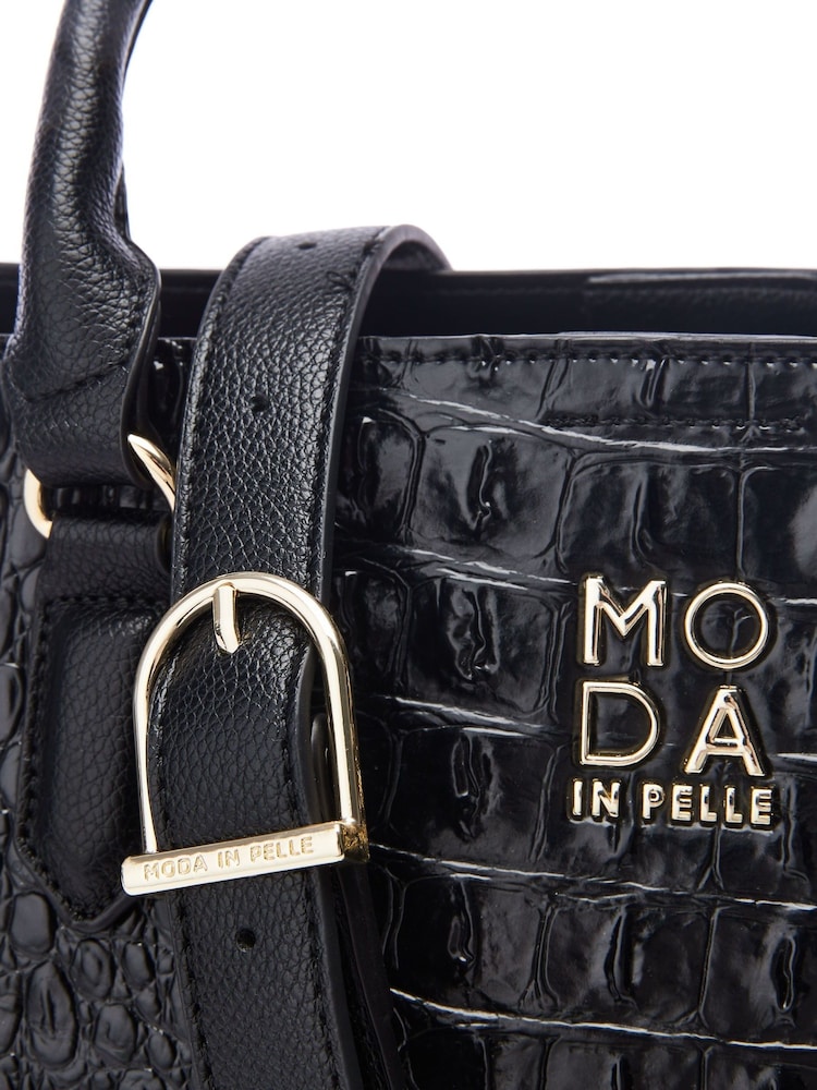 Moda in Pelle Large Blair Patent Croc Effect Tote Bag - Image 4 of 4
