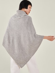 Accessorize Grey Roll Neck Rib Knit Poncho - Image 3 of 4