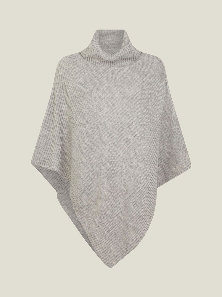 Accessorize Grey Roll Neck Rib Knit Poncho - Image 4 of 4