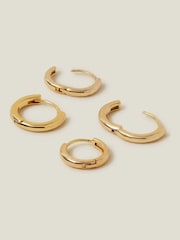 Accessorize Gold Tone 14ct Hoop Earrings 2 Pack - Image 1 of 2