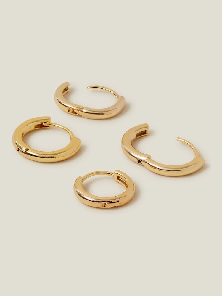 Accessorize Gold Tone 14ct Hoop Earrings 2 Pack - Image 1 of 2 Accessorize Gold Tone 14ct Hoop Earrings 2 Pack - Image 1 of 2