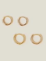 Accessorize Gold Tone 14ct Hoop Earrings 2 Pack - Image 2 of 2