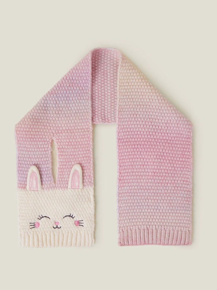 Angels By Accessorize Pink Girls Bunny Ombre Knit Scarf - Image 2 of 2