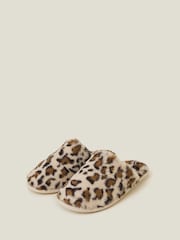 Accessorize Animal Print Faux Fur Slippers - Image 1 of 2