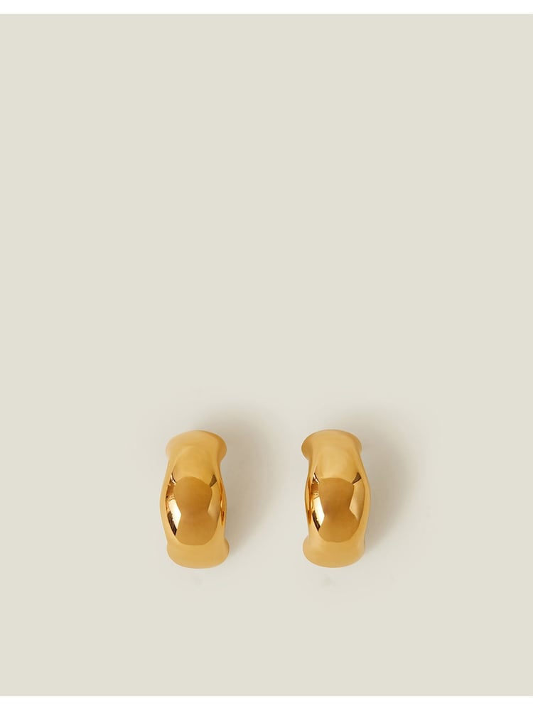 Accessorize Tone 14ct iz nerjavečega jekla Molten Hoop Earrings - Slika 2 iz 3