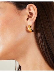 Accessorize Tone 14ct iz nerjavečega jekla Molten Hoop Earrings - Slika 3 iz 3