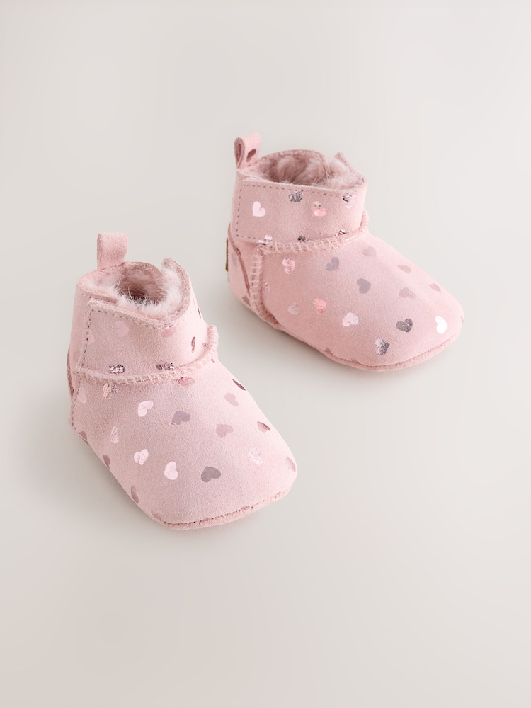 Pink Heart Baby Pull-On Boots (0-24mths) - Image 1 of 5