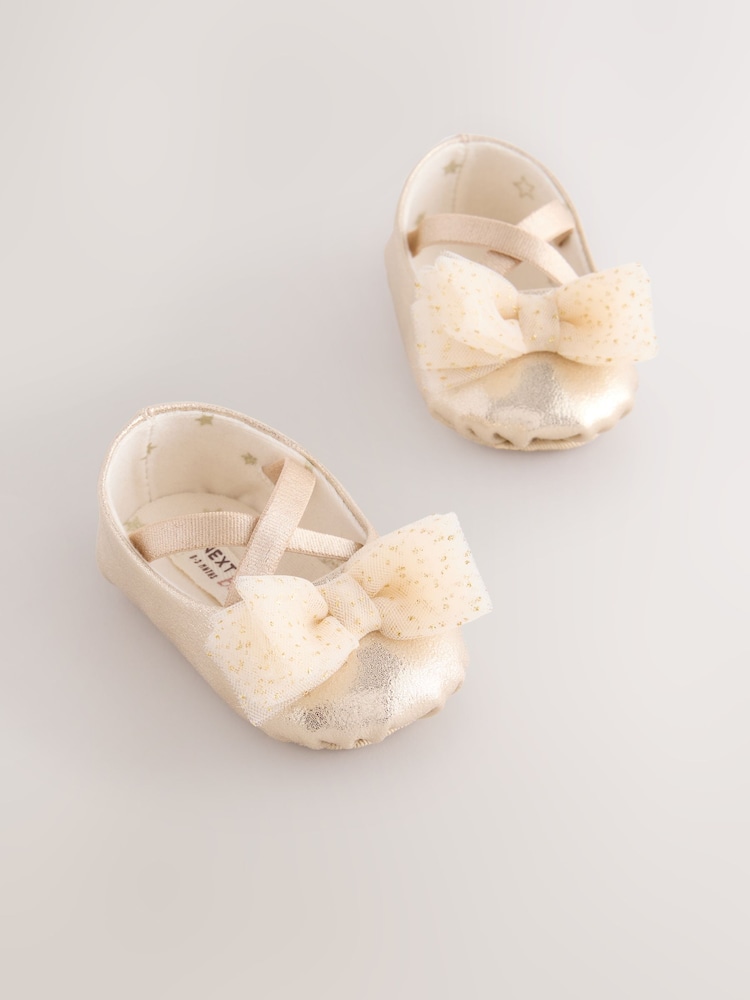 Gold Baby Bow Occassion Shoes (0-18mths) - Image 1 of 5