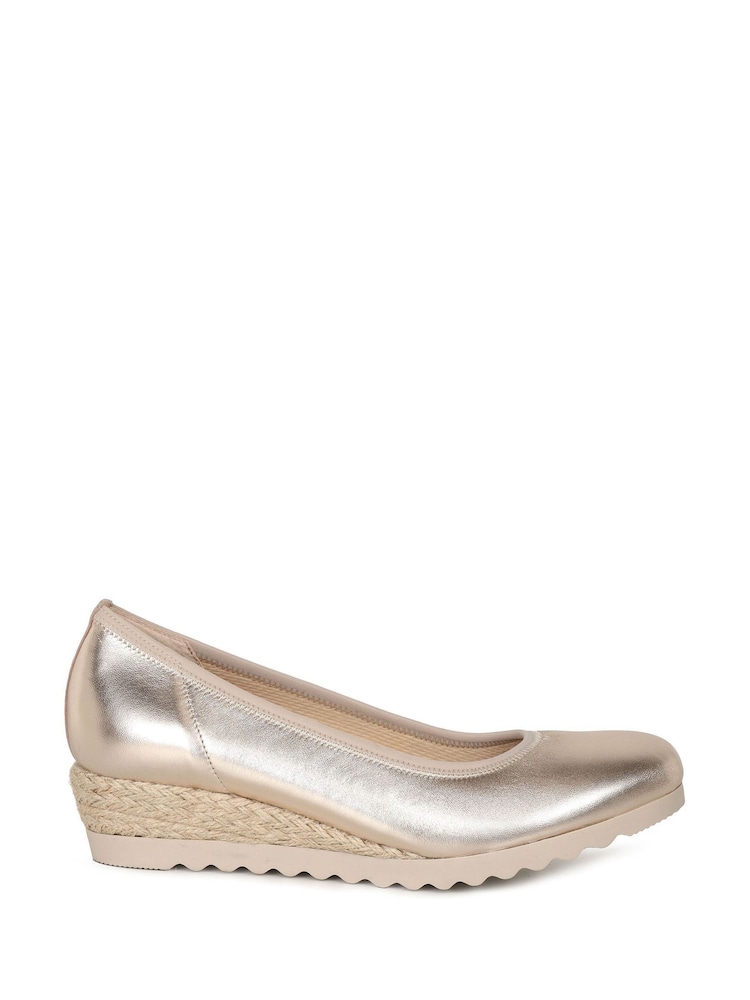 Gabor Natural Epworth Puder Metallic Wedge Shoes - Image 1 of 5