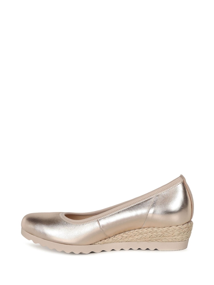 Gabor Natural Epworth Puder Metallic Wedge Shoes - Image 2 of 5