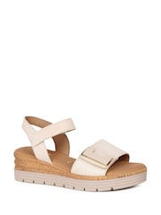 Gabor Cream Shout Crème Leather Wedge Sandals - Image 3 of 5