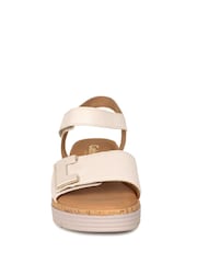 Gabor Cream Shout Crème Leather Wedge Sandals - Image 4 of 5