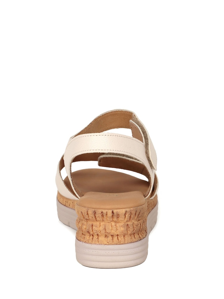 Gabor Cream Shout Crème Leather Wedge Sandals - Image 5 of 5