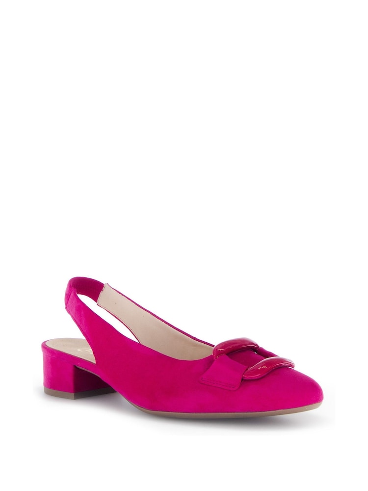 Gabor Pink Malta Suede Slingback Shoes - Image 3 of 5