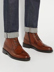 Dune London Tan Brown Marlon Lace Up Boots - Image 1 of 6