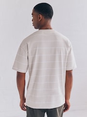 Navy/White/Grey Stripe Relaxed Fit Heavyweight T-Shirts 3 Pack - Image 11 of 12