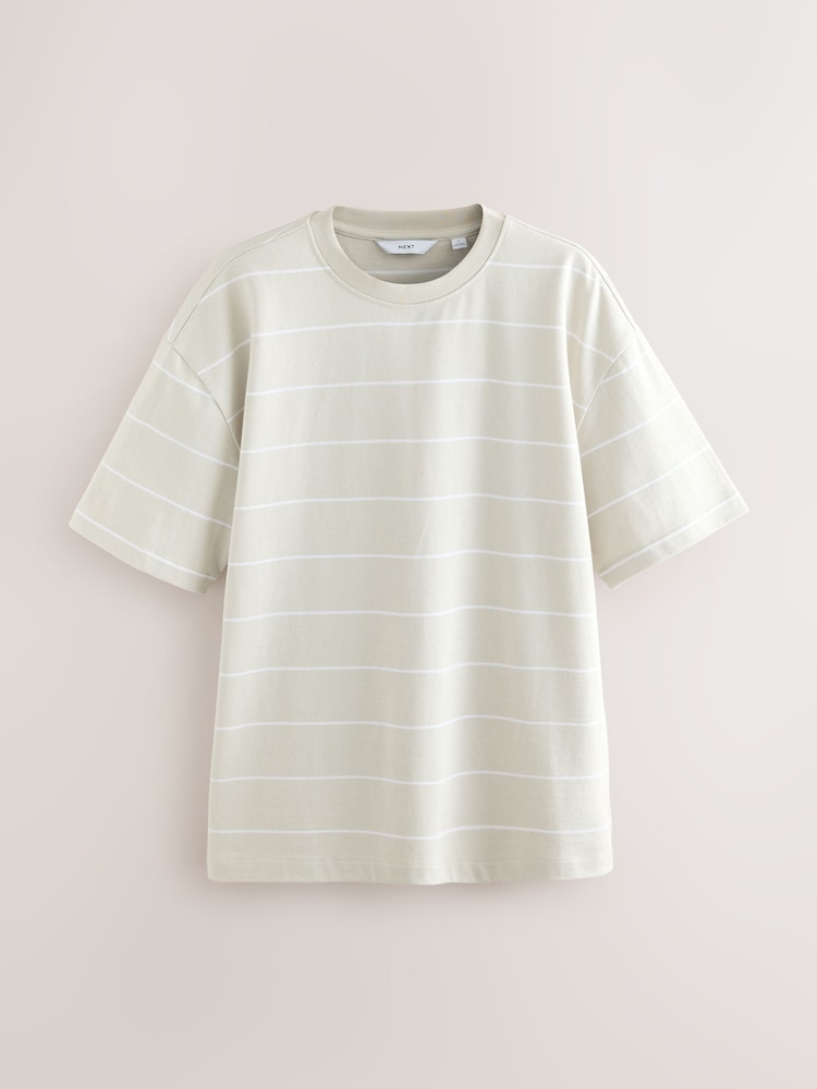 Navy/White/Grey Stripe Relaxed Fit Heavyweight T-Shirts 3 Pack - Image 2 of 12
