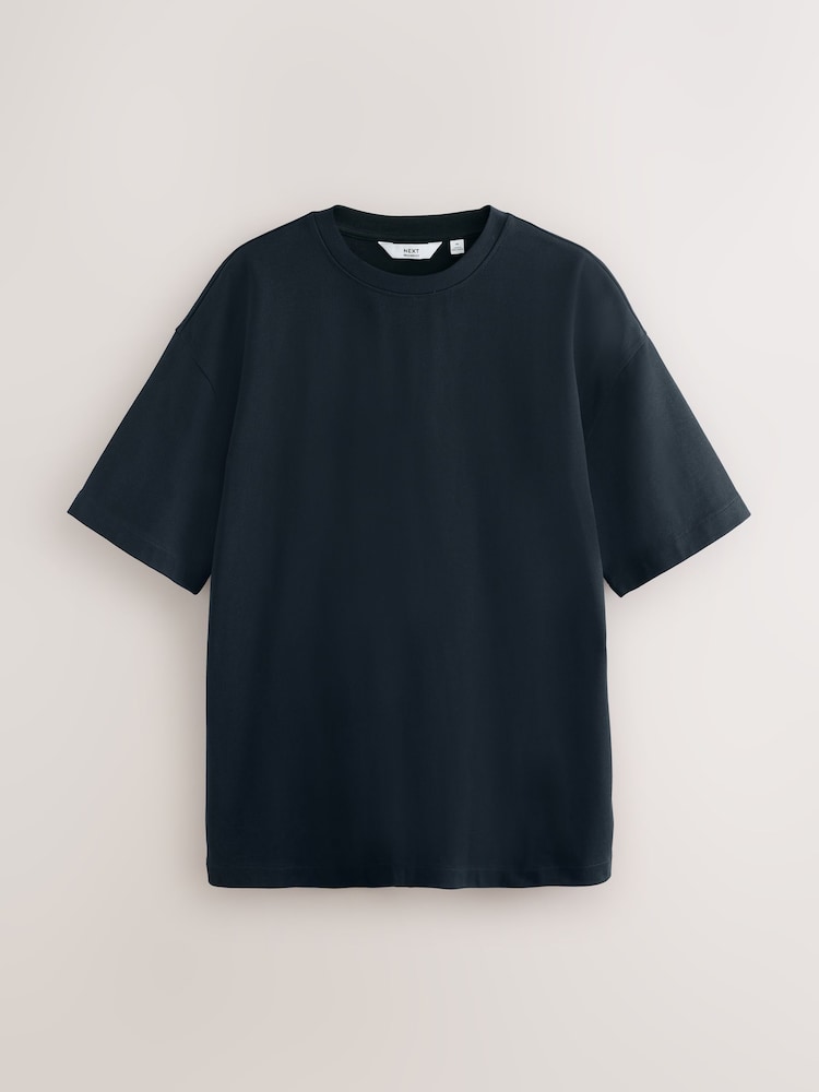 Navy/White/Grey Stripe Relaxed Fit Heavyweight T-Shirts 3 Pack - Image 3 of 12