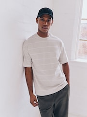 Navy/White/Grey Stripe Relaxed Fit Heavyweight T-Shirts 3 Pack - Image 7 of 12