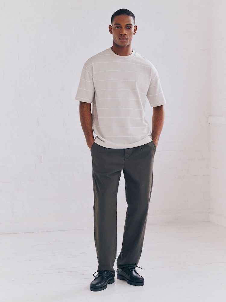 Navy/White/Grey Stripe Relaxed Fit Heavyweight T-Shirts 3 Pack - Image 8 of 12