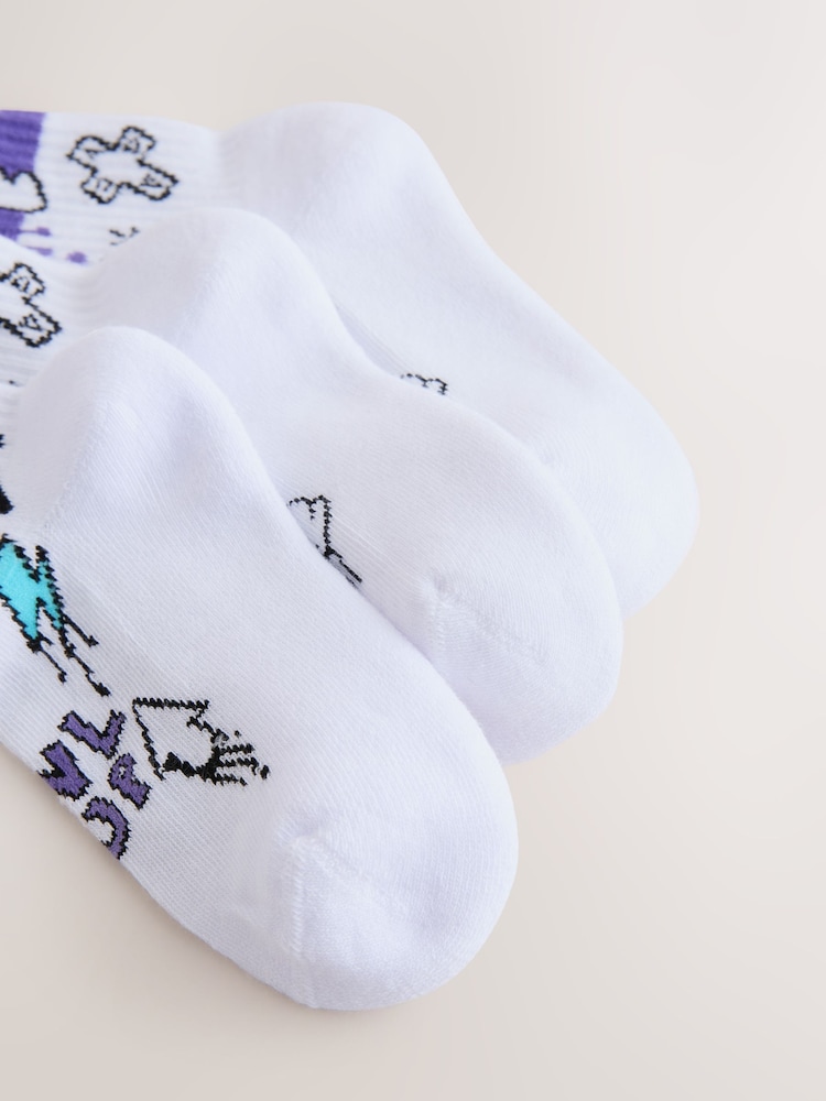 Grafiti en negro/blanco - Pack de 3 calcetines de alto contenido en algodón con diseño ribeteado de canalé y plantilla acolchada - Imagen 2 de 3 Grafiti en negro/blanco - Pack de 3 calcetines de alto contenido en algodón con diseño ribeteado de canalé y plantilla acolchada - Imagen 2 de 3